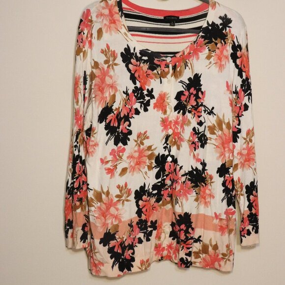 Talbots 2-piece, vest and long sleeved sweater, striped vest and pink black, L - Picture 6 of 6